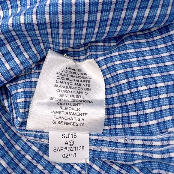 BEN SHERMAN, LONG SLEEVES MEN’S SHIRT, “XL 16,” BLUE AND WHITE SMALL CHECKERED - Picture 15 of 16